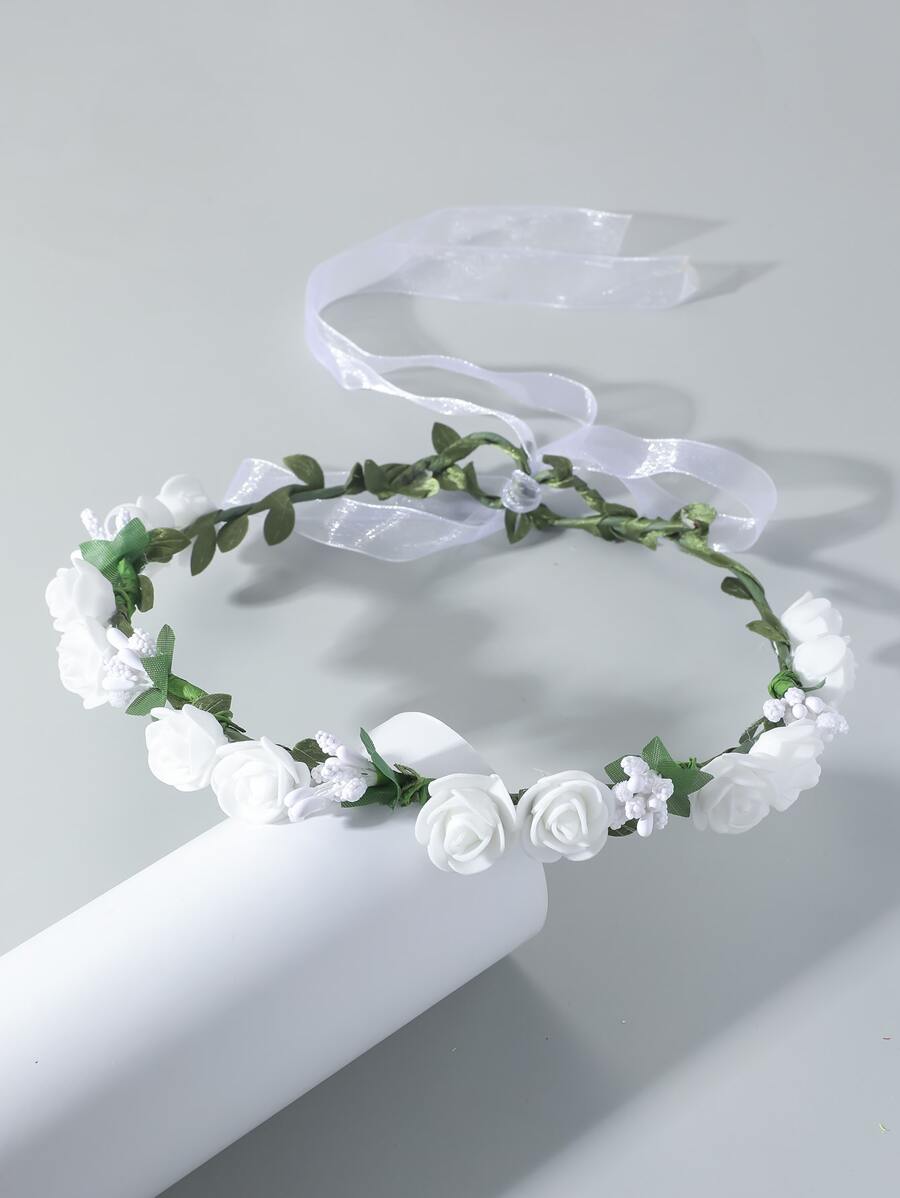 Banda de pelo con diseño de flor - Blanco - Ver 1