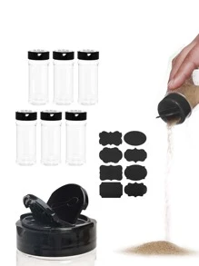 6入組塑料調味瓶帶8入組貼紙現代廚房調味瓶和貼紙套裝