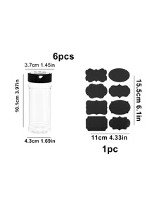 6入組塑料調味瓶帶8入組貼紙現代廚房調味瓶和貼紙套裝