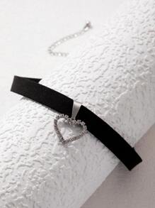 imoli Rhinestone Heart Charm Choker Valentines,Mom,Mother,Mother's Day,Gift - Silver - View 4