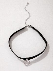 imoli Rhinestone Heart Charm Choker Valentines,Mom,Mother,Mother's Day,Gift - Silver - View 7