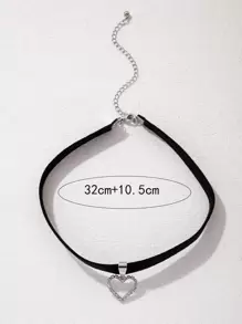 imoli Rhinestone Heart Charm Choker Valentines,Mom,Mother,Mother's Day,Gift - Silver - View 8