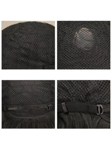 Peluca sintética corto recto con tupe - Negro - Ver 6