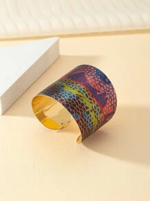 Snakeskin Print Cuff Bangle - Multicolor - View 3
