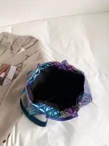 Holographic Quilted Top Handle Bag - Multicolor - View 5