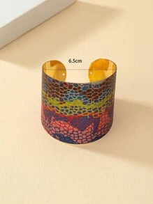 Snakeskin Print Cuff Bangle - Multicolor - View 4