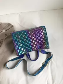 Holographic Quilted Top Handle Bag - Multicolor - View 4