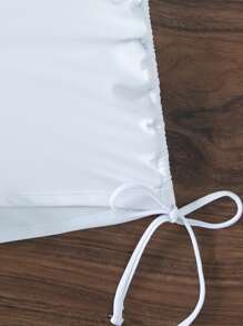 SHEIN Swim Đáy Bikini Nữ Dây kéo màu trơn - trắng - Xem 4