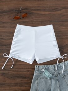 SHEIN Swim Đáy Bikini Nữ Dây kéo màu trơn - trắng - Xem 6