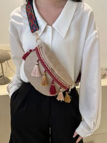 Tassel Decor Bum Bag - Red - View 1