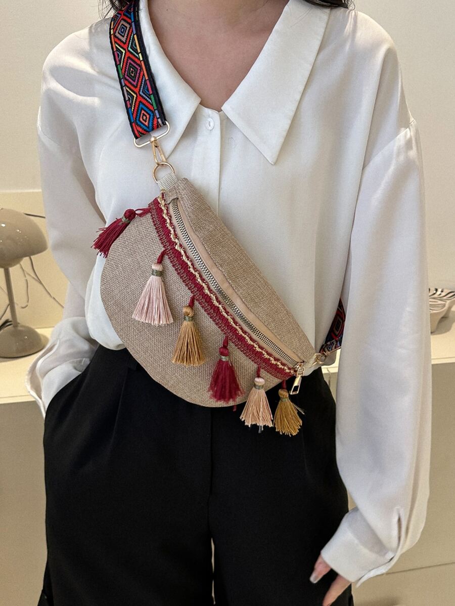 Tassel Decor Bum Bag - Red - View 1
