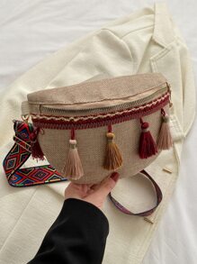 Tassel Decor Bum Bag - Red - View 2