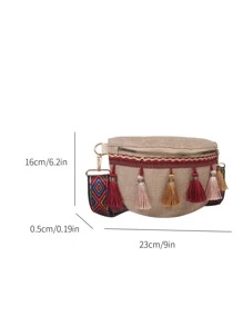 Tassel Decor Bum Bag - Red - View 3