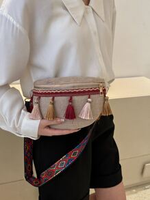 Tassel Decor Bum Bag - Red - View 4