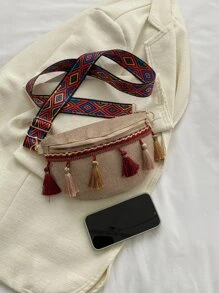 Tassel Decor Bum Bag - Red - View 6