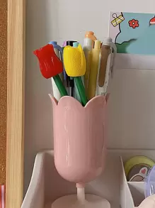 1 pieza Bote para lápices con diseño de flor - Rosa - Ver 1