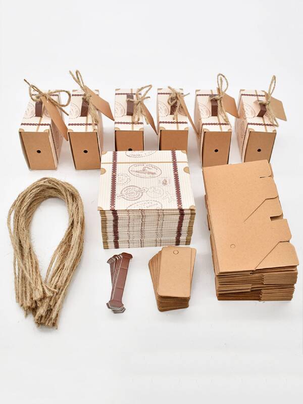 50pcs/25pcs Travel Suitcase Box Kraft Paper Gift Box Wedding Birthday Party Decoration Supplies Christmas Gift Packaging Jewelry Box, Holiday Gift Packaging Box, Birthday Party, Graduation Gift Box, Graduation Season Gift Packaging, Bridesmaid Gift Packaging Box, Wedding Packaging Souvenir Gift Box,