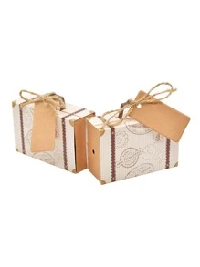 50pcs/25pcs Travel Suitcase Box Kraft Paper Gift Box Wedding Birthday Party Decoration Supplies Christmas Gift Packaging Jewelry Box, Holiday Gift Packaging Box, Birthday Party, Graduation Gift Box, Graduation Season Gift Packaging, Bridesmaid Gift Packaging Box, Wedding Packaging Souvenir Gift Box,
