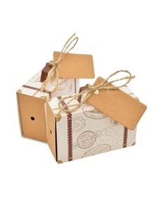 50pcs/25pcs Travel Suitcase Box Kraft Paper Gift Box Wedding Birthday Party Decoration Supplies Christmas Gift Packaging Jewelry Box, Holiday Gift Packaging Box, Birthday Party, Graduation Gift Box, Graduation Season Gift Packaging, Bridesmaid Gift Packaging Box, Wedding Packaging Souvenir Gift Box,