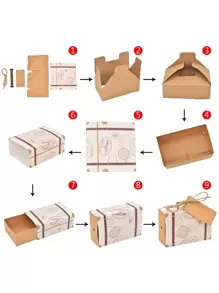 50pcs/25pcs Travel Suitcase Box Kraft Paper Gift Box Wedding Birthday Party Decoration Supplies Christmas Gift Packaging Jewelry Box, Holiday Gift Packaging Box, Birthday Party, Graduation Gift Box, Graduation Season Gift Packaging, Bridesmaid Gift Packaging Box, Wedding Packaging Souvenir Gift Box,