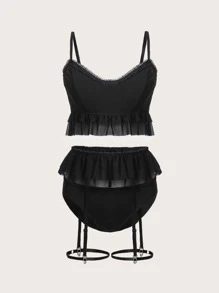 Kontrastmaska Krås Enkel Kvinnor Sexiga Underkläder - Svart - Visa 1