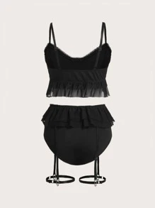 Kontrastmaska Krås Enkel Kvinnor Sexiga Underkläder - Svart - Visa 2