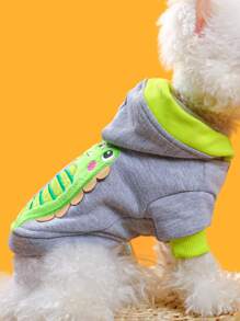1pc Cartoon Dinosaur Embroidered Pet Coat - Grey - View 1