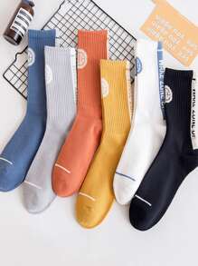 6 đôi Vớ họa tiết chữ cái cho nam - Nhiều màu - Xem 1