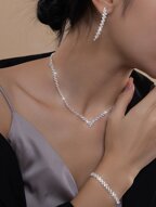 5pcs/Set Rhinestone Decor Jewelry Set