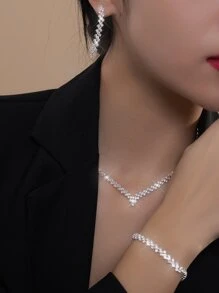 5 piezas/set Set joya con diseño de diamante de imitación
