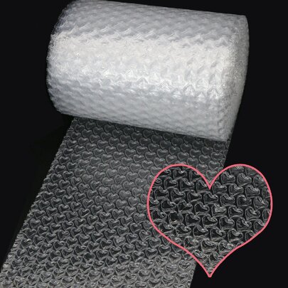 1卷PE礼品包装泡沫，简约白色心形细节礼品包装纸，用于派对，用于搬运和运输的缓冲包装，用于额外保护的气泡包装，透明气泡卷搬运用品，礼品包装，礼品装饰，伴娘礼物，婚礼派对，生日派对，情人节