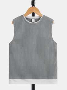 SHEIN Boys Waffle Knit 2 In 1 Tank Top