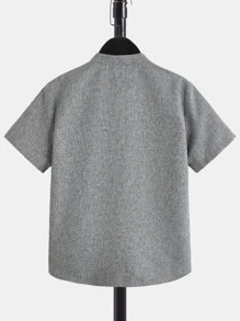 SHEIN 中學生男孩字母拼接細節口袋前衣