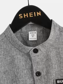 SHEIN 中學生男孩字母拼接細節口袋前衣