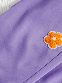 SHEIN Toddler Girls Floral Print Cami Top & Sweatpants - Lilac Purple - View 3