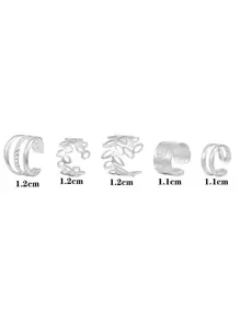 Bộ 5 chiếc khuyên tai hình lá mùa hè bằng kim loại dành cho nữ - Bạc - Xem 4