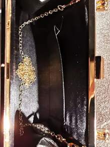 金屬亮絲抽褶細節盒型包 - 黑色 - 查看 7