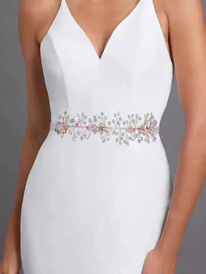 水鑽和人造珍珠裝飾婚禮腰帶