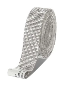 Self Adhesive Crystal Rhinestone Ribbon, Rhinestone Strips, DIY Diamond Bling Ribbon Stickers Rhinestone Tape Roll For Crafts Phone Car Decorations - Silver - View 1