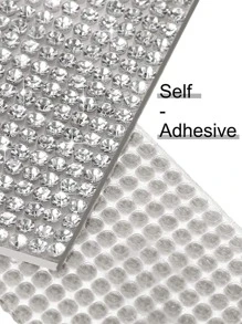 Self Adhesive Crystal Rhinestone Ribbon, Rhinestone Strips, DIY Diamond Bling Ribbon Stickers Rhinestone Tape Roll For Crafts Phone Car Decorations - Silver - View 4