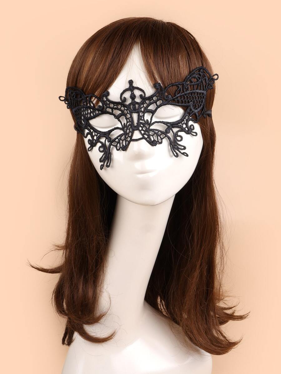 Hollow Out Costume Eye Shield - Black - View 1