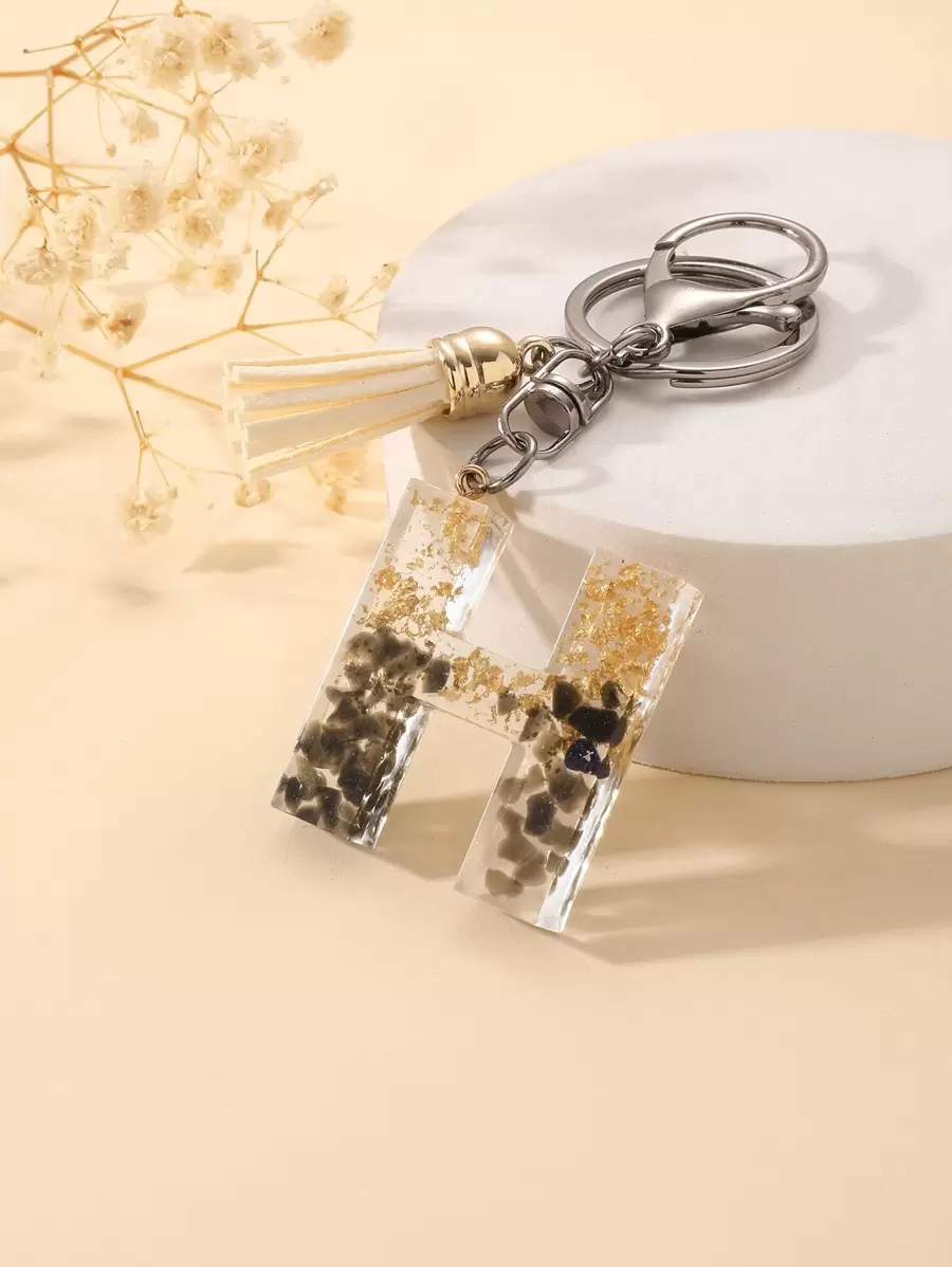 流蘇和字母墜飾鑰匙圈 - 彩色 - 查看 1