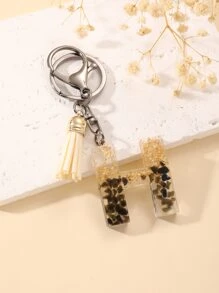 流蘇和字母墜飾鑰匙圈 - 彩色 - 查看 2