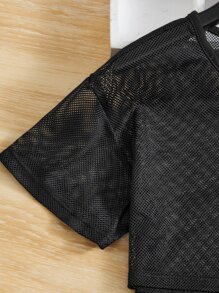 SHEIN Girls Fishnet Top & Cami Top & Cow Print Shorts - Multicolor - View 3