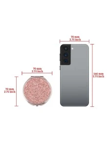 可折疊口袋化妝鏡，1入組閃光圓形雙面緊湊型化妝鏡，女士和女孩便攜式旅行鏡，送給女士妻子姐妹青少年女朋友禮物-紅色 - 西瓜粉 - 查看 4