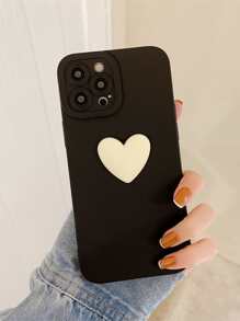 1个3D心形手机壳，兼容 15/14/13/12/11，情人节情侣礼物，国际版，非国内版 - 黑色 - 查看 1