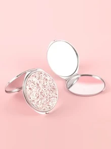可折疊口袋化妝鏡，1入組閃光圓形雙面緊湊型化妝鏡，女士和女孩便攜式旅行鏡，送給女士妻子姐妹青少年女朋友禮物-紅色 - 西瓜粉 - 查看 5
