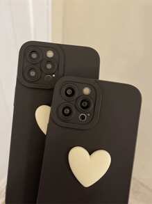 1个3D心形手机壳，兼容 15/14/13/12/11，情人节情侣礼物，国际版，非国内版 - 黑色 - 查看 4