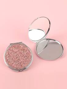 可折疊口袋化妝鏡，1入組閃光圓形雙面緊湊型化妝鏡，女士和女孩便攜式旅行鏡，送給女士妻子姐妹青少年女朋友禮物-紅色 - 西瓜粉 - 查看 6