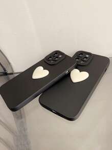 1个3D心形手机壳，兼容 15/14/13/12/11，情人节情侣礼物，国际版，非国内版 - 黑色 - 查看 5